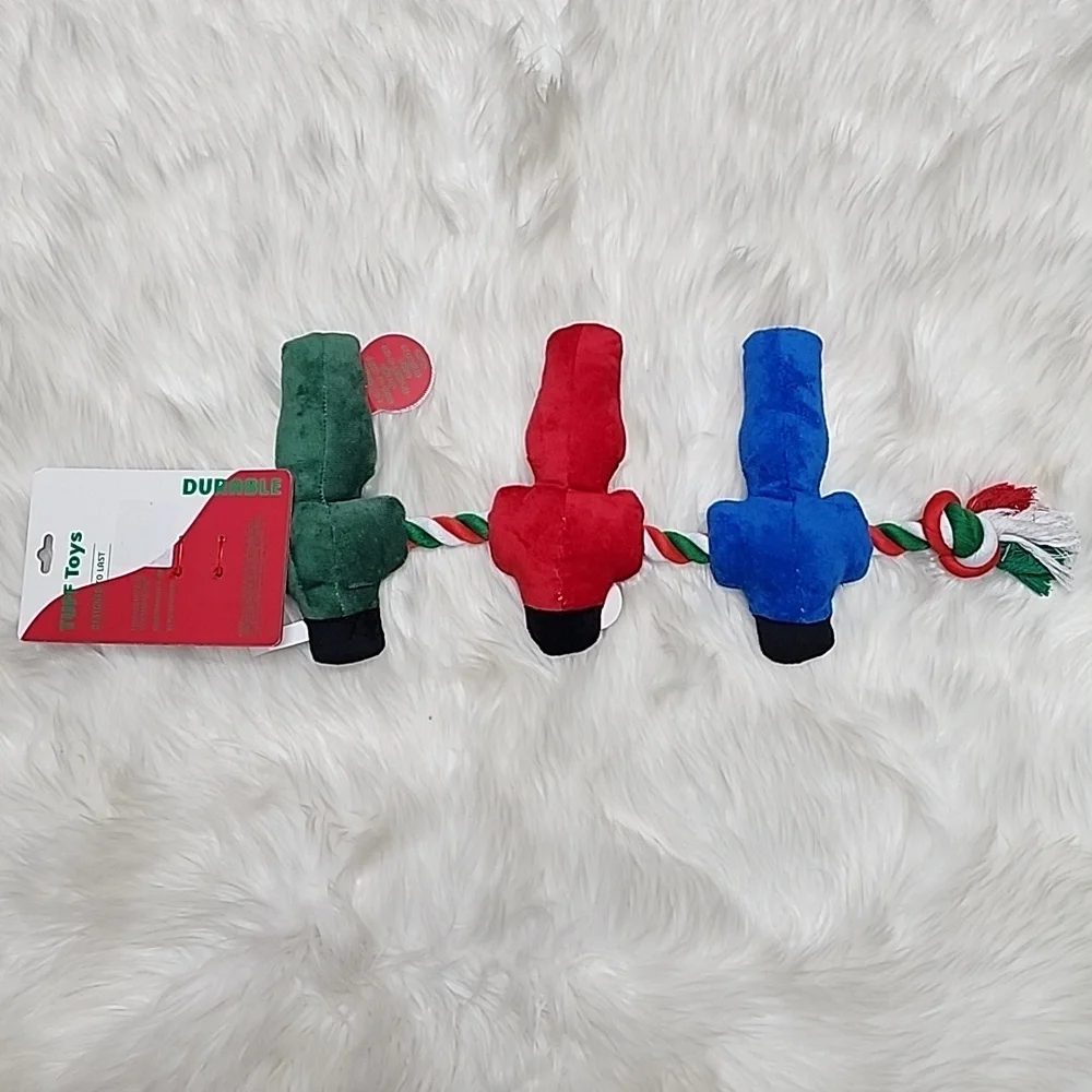 Christmas Nutcracker Squeeker Plush Dog Toy with Rope New with Tags 24
